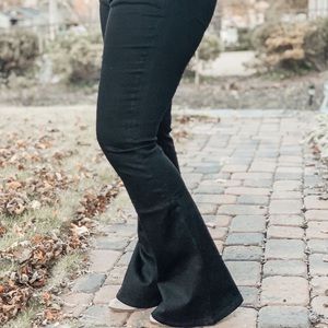 Kancan Washed Flare Jeans - Black